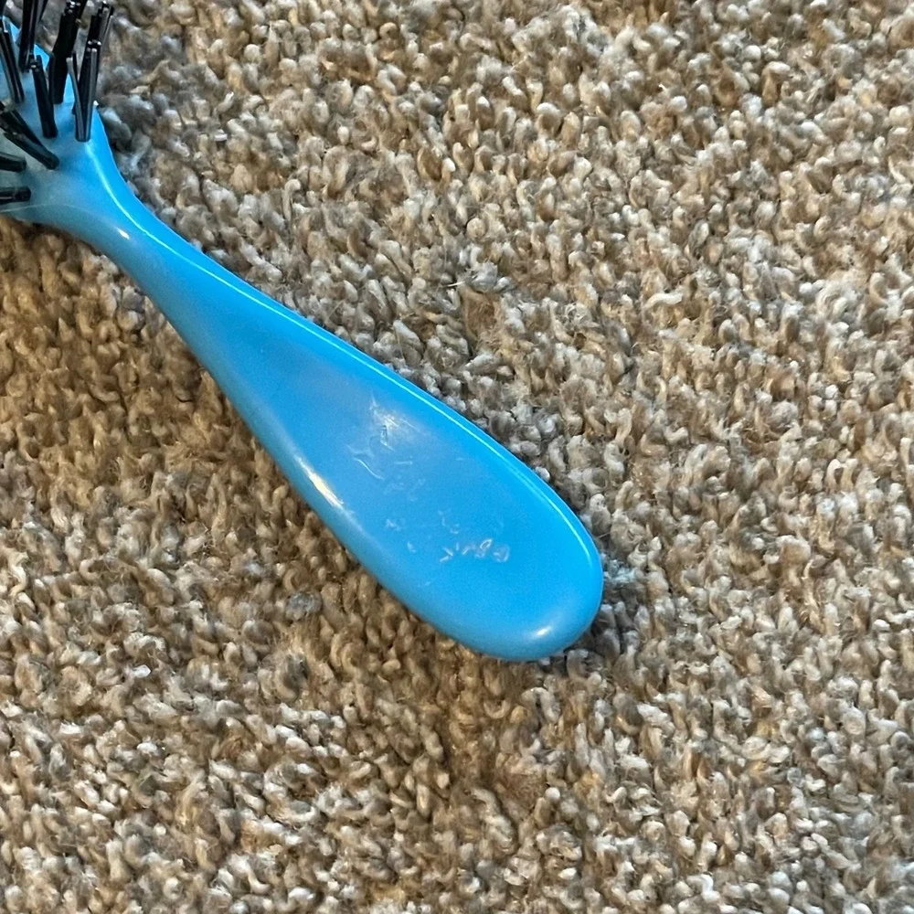 Vtg Spornette Hair Brush Teal Blue 5 Row Plastic Bristle blower travel u-7